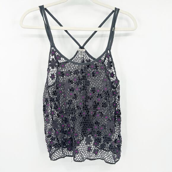 Ecote Urban Outfitters‎ UO Womens Boho Summer Floral Crochet Tank Top Cover Up S - Picture 1 of 6